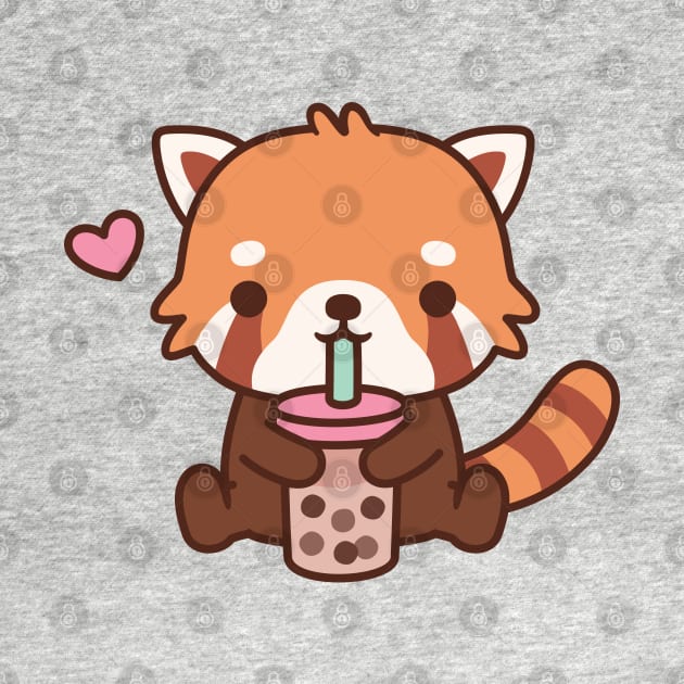 Cute Little Red Panda Loves Bubble Tea by rustydoodle